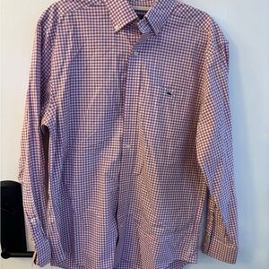 Men's Pink and Blue Vineyard Vines Checkered Shirt